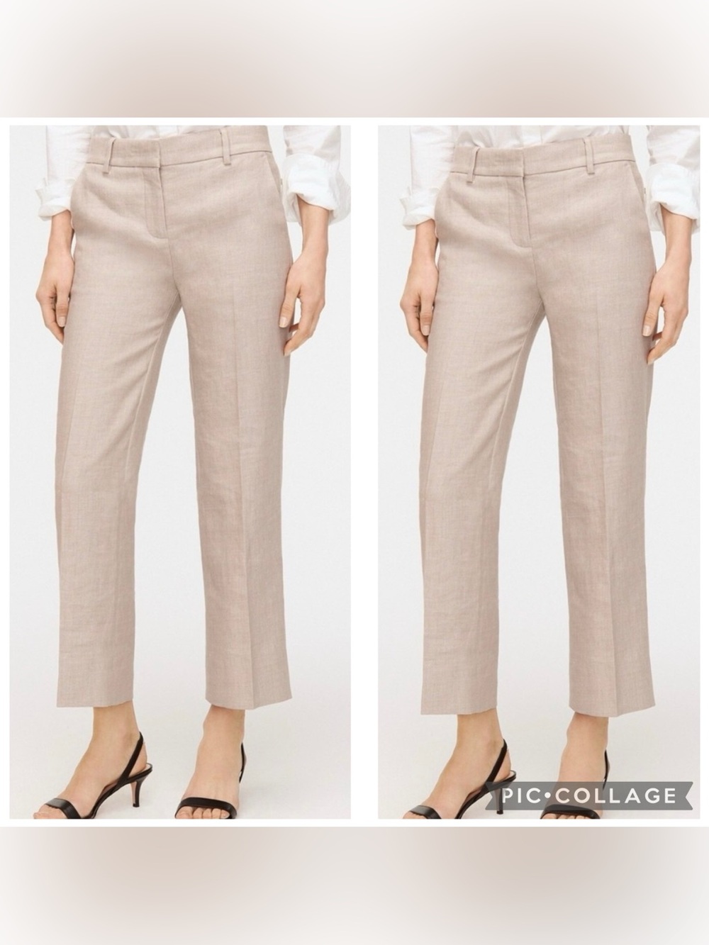 J CREW Women's Beige PEYTON Stretch Linen Ankle Trousers Pants Career Dress Sz 4